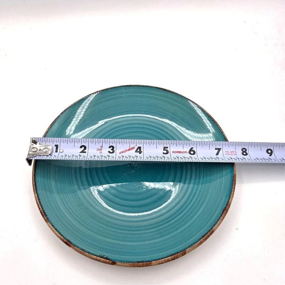Royal Norfolk‎ Turquoise Swirl Salad Bread Plate Stoneware 7.5